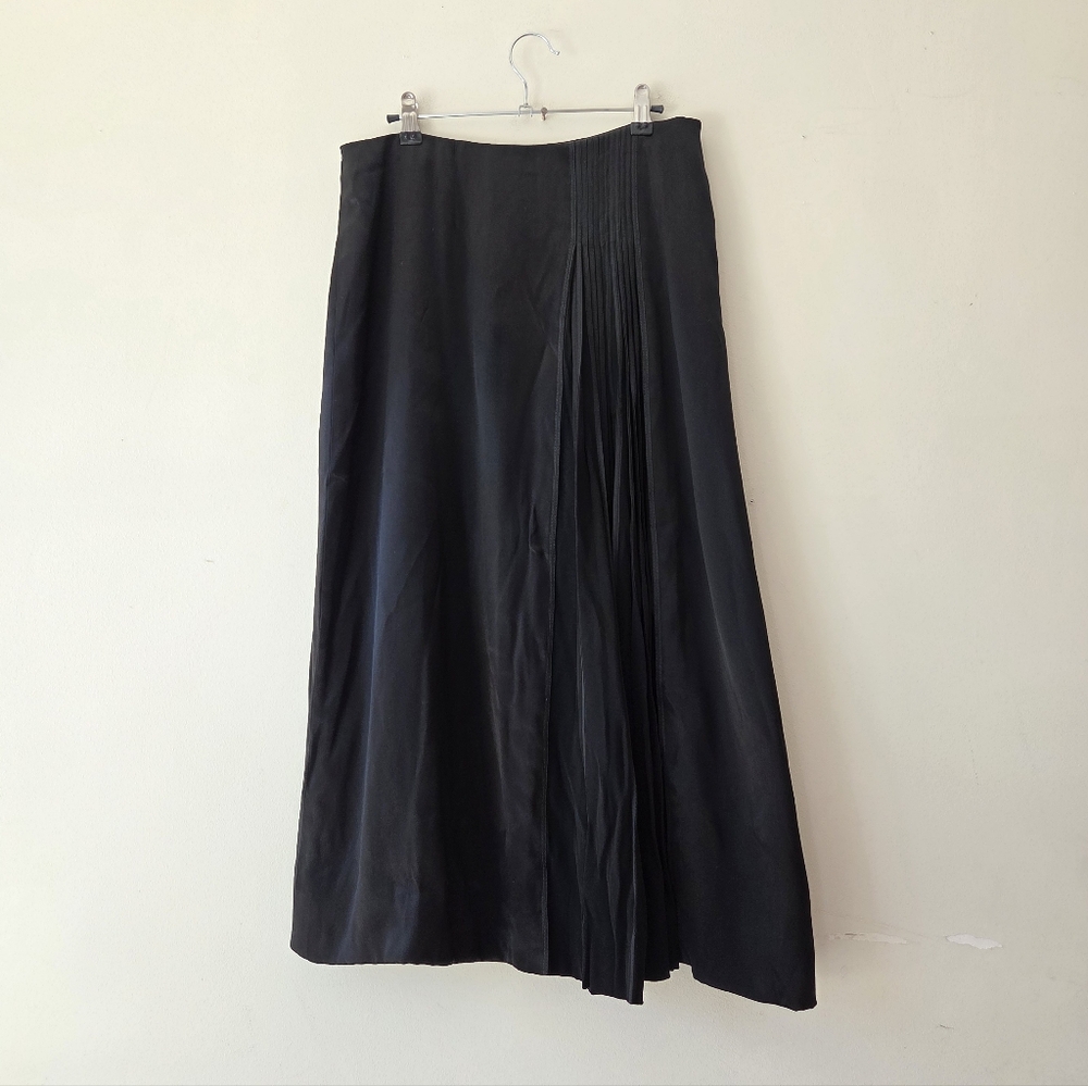 Christian Lacroix Vintage 80s 90s Satin Midi Skirt With Pleated Detail Medium